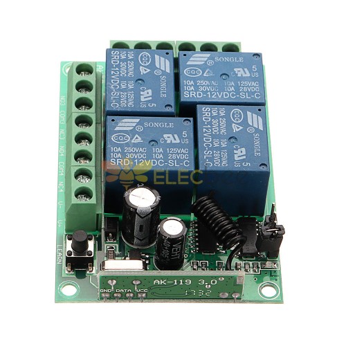 433mhz DC 12V Learning Type 4CH Channel Wireless Remote Control Switch