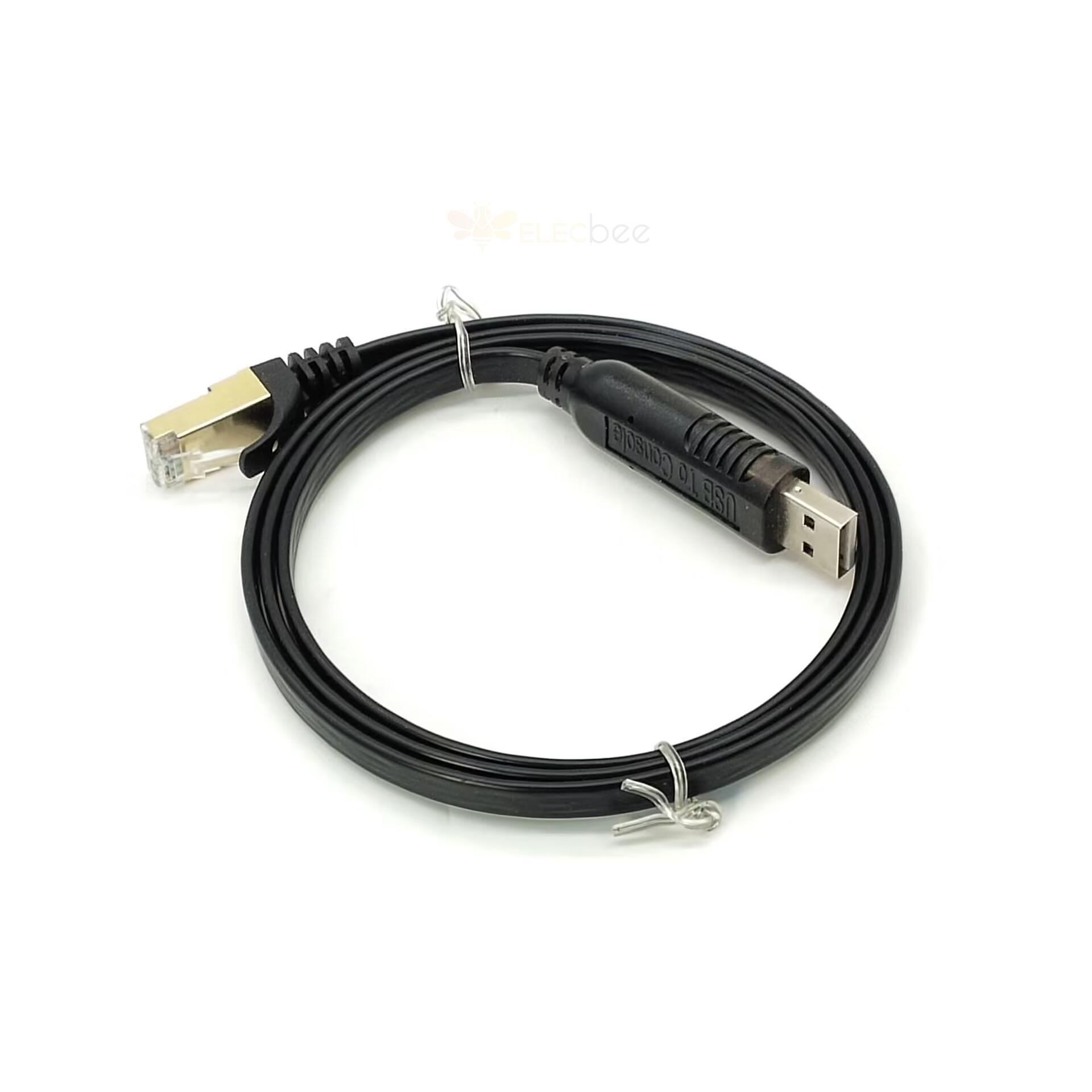 USB para RJ45 macho para macho cabo de programação extensão de cabo serial RS232 1 metro