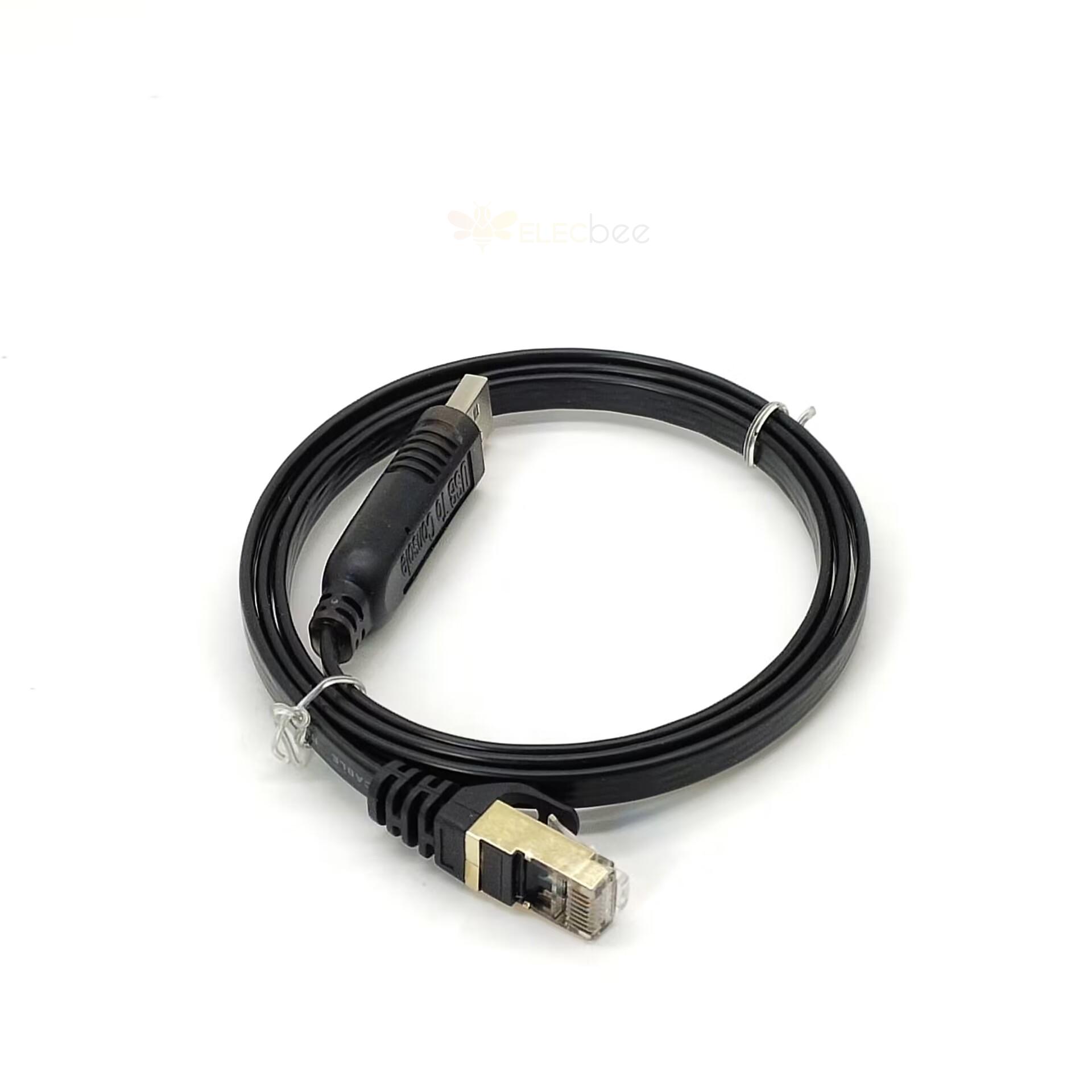 USB para RJ45 macho para macho cabo de programação extensão de cabo serial RS232 1 metro