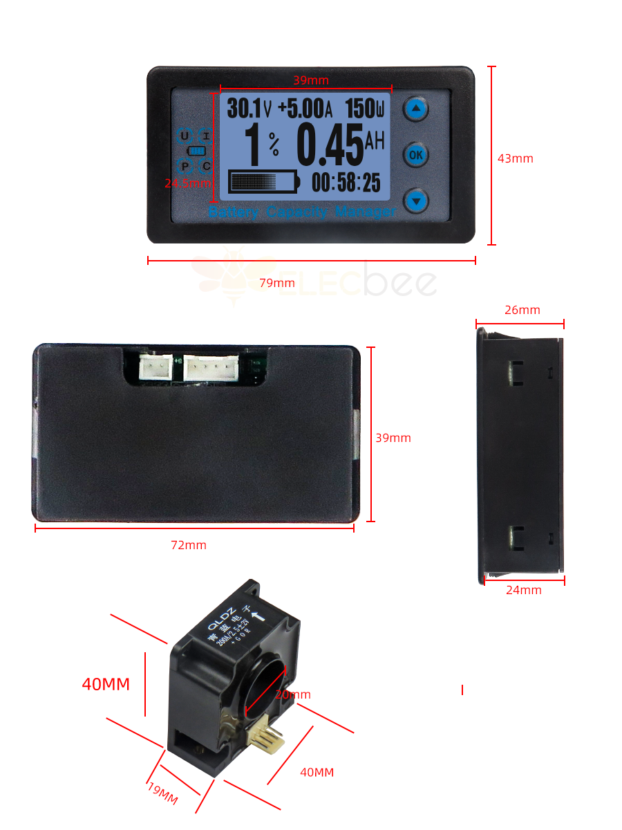 VA9510 DC8-120V цифровой вольтметр амперметр индикатор емкости батареи кулоновый измеритель Холла тестер детектор мощности измеритель энергии