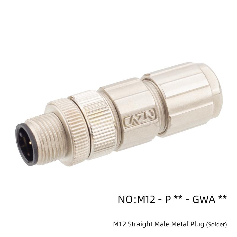 M12 Field Wireable Connector Straight 12pin Shield connector