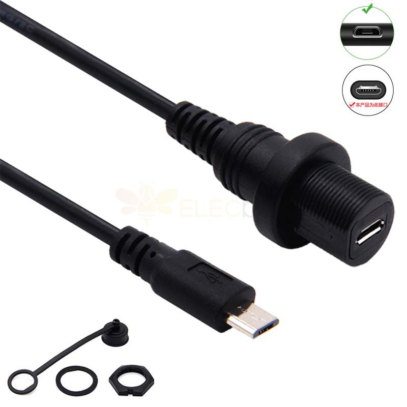 Micro USB male to female car yacht motorcycle dashboard 5P extension cable data charging adapter cable