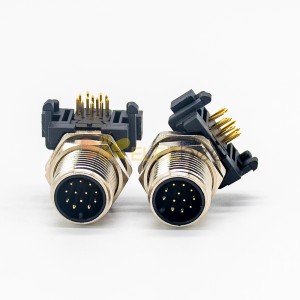 M12 Panel Receptacles A Code Right Angle 12pin Male Non-shield connector