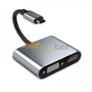 Удлиненная док-станция Type-C с USB C на HDMI/VGA/USB 3.0/PD, подходит для зарядки, переходник-переключатель