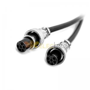 Conector de aviação GX12 fêmea reta de 6 pinos para fêmea reta com cabo de 200 cm