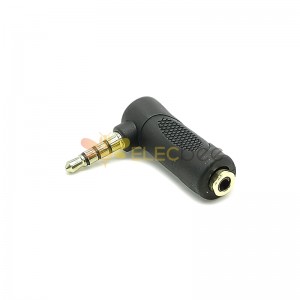 Audio Adapter 4 pole Male to Female 90 Degree Right Angle Headphone Adapter