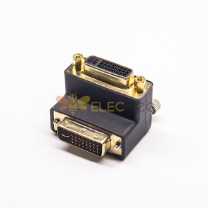 DVI 90 درجه موصل ذكر 24 + 5Pin إلى DVI انثي 24 + 5 دبوس موصلات