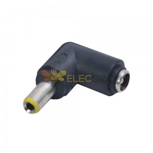 Enchufe adaptador de corriente CC, conector CC de 5,5x2,1mm a conector amarillo de 5,5x2,5mm, 90 grados