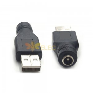 Netzstecker-Konverter DC 5,5 x 2,1 mm Klinke auf USB 2.0-Stecker, rechtwinkliger Adapter 5 V