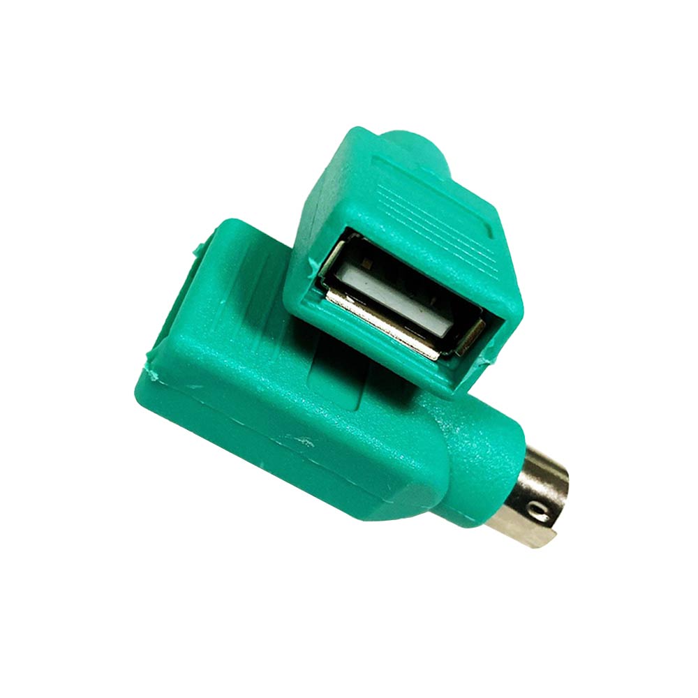PS2-USB-Adapter, runder Stecker auf USB-Typ-A-Buchse, gerader Laptop-Tastatur-Maus-Adapter, grün