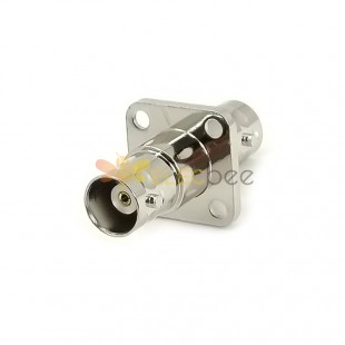 BNC Connector Female To Female Flange 4 Hole Panel Mount RF Coaxial Connector