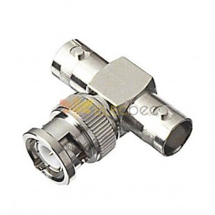 Conector BNC T 1 Macho para 2 Fêmeas Adaptador 75 Ohm