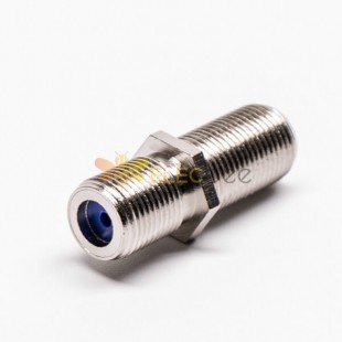 F Female to Female Coaxial Connector Blue Nickel Plaqué