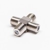 F Type Adapter Four Female Connector Nickel Plated