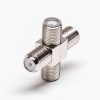 F Type Adapter Four Female Connector Nickel Plated