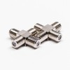 F Type Adapter Four Female Connector Nickel Plated