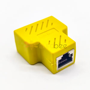 3 Way RJ45 Splitter 1 To 2 LAN Ethernet Network Cable Extender Adapter Connector Female to Female Yellow