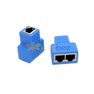 RJ45 1 in 2 out Converter STP UTP Cat6 8P8C Buchse zu Buchse Splitter Netzwerk Ethernet Switcher Adapter Connector Blau