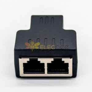 RJ45 3 Way Splitter 1 a 2 Dual Female Port CAT5e LAN Ethernet Socket Adapter