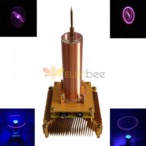 Música Tesla Coil Acrílico Shell Arc Plasma Alto-falante Transmissão Sem Fio Experimental Brinquedo de Mesa Modelo Dourado With Shell