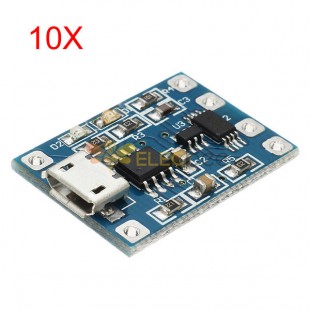 10 pièces Micro USB TP4056 Module de Protection de Charge et de décharge Protection contre les surtensions 18650
