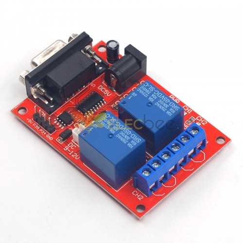 SR-104A Serielle Portsteuerung 2-Wege-Relaismodul Verzögerungsrelais Einzelchip-Mikrocomputer-Controller Fertigplatine