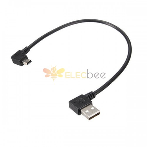 USB數據線彎腳90度2.0A轉MiniB 公頭USB數據線0.5米 20Pcs