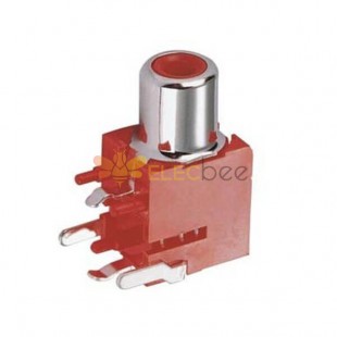 AV Coaxial RCA Feminino para PCB Agnled Modelo com cor vermelha