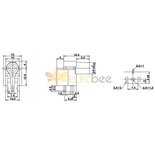 Female Outlet Jack Right Angle Socket Yellow Connector for PCB Mount