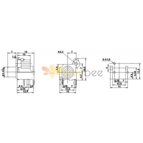 Horizontal PCB Mouting RCA Coaxial Connector Right Angle Black Socket