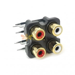 RCA Connector PCB Audio Video RCA Socket 4 Female Jack Connector Black