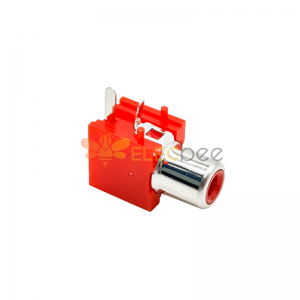 Right Angle RCA Feminino para PCB Bordo AV Conector com cor vermelha