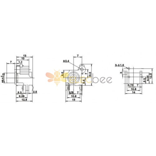 PCB Mount RCA Right Angle Connector Female Black Nickel Plated