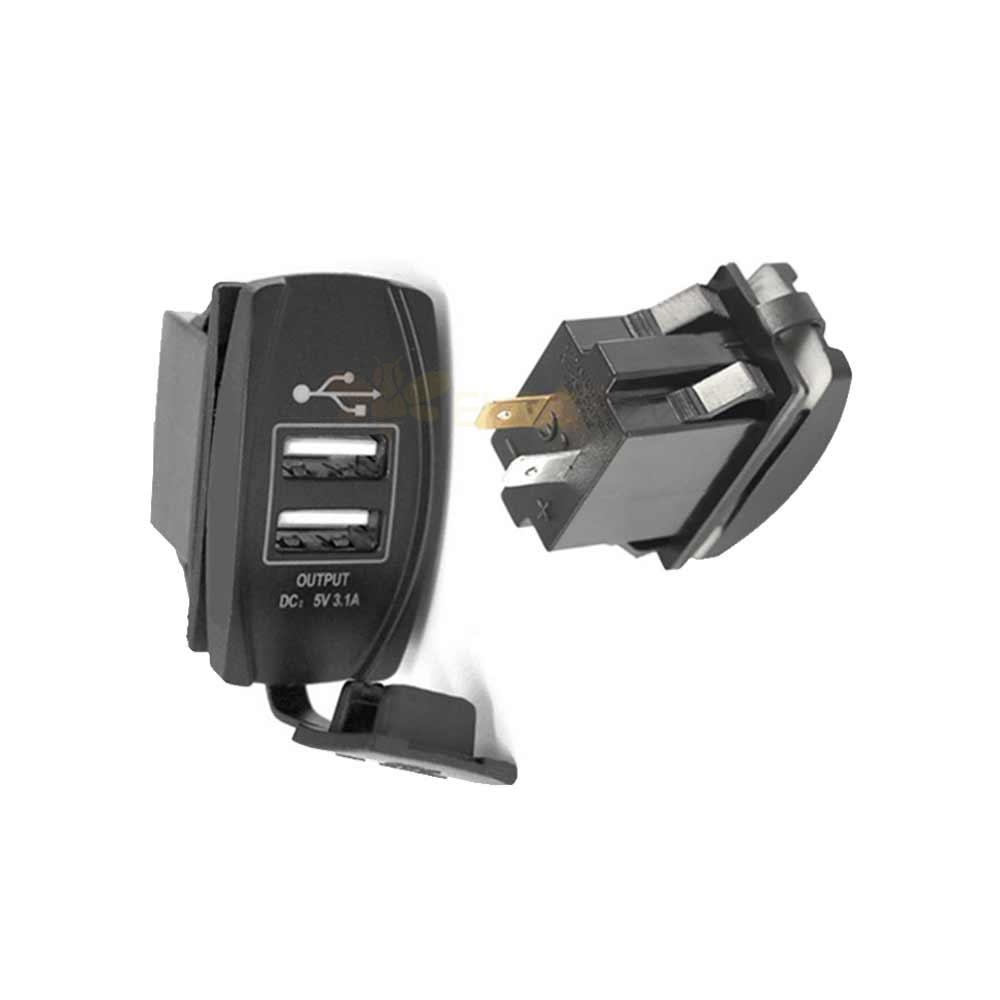Carregador de carro USB duplo para uso automotivo e marítimo modificado com carregamento comutável de 3,1 A