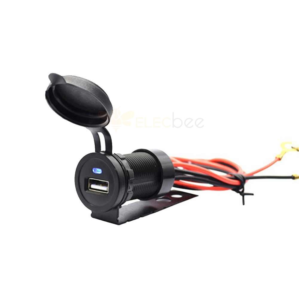 汽車座椅摩托車改裝迷5V 2.1A單USB手機充電器可配支架電源線