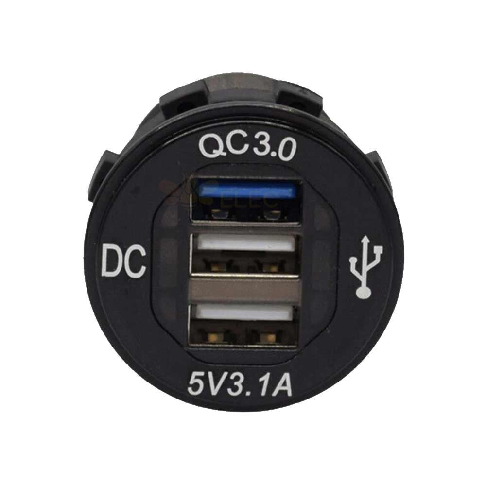 Chargeur de voiture à triple port QC3.0 USB pour bateaux automobiles, véhicules électriques et moto modifiés