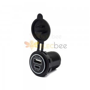 Uscita ad alta potenza 5 V 2,4 A + PD 45 W Ricarica rapida Caricabatterie USB per fulmine modificato DC12-24 V automobilistico e marino