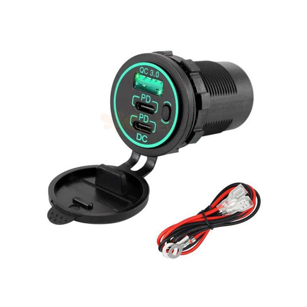 Équipement de tension automobile et marin 12-24V modifié avec deux ports de charge triple rapide PD + QC3.0