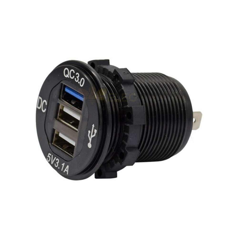 Conector de carga de flash QC3.0+PD de puerto triple de 24 V Toma de carga rápida modificada automotriz y marina