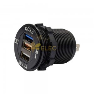 Conector de carga de flash QC3.0+PD de puerto triple de 24 V Toma de carga rápida modificada automotriz y marina