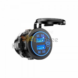 Interruptor de pantalla táctil, cargador de coche modificado para motocicletas automotrices y Halo marino, cargador de coche USB de carga rápida Dual QC3.0