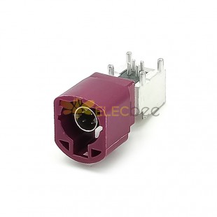 HSD 4 Pin Right Angle Vehicle Connector D Coding Male Claret Violet GSM Signal Panel Mount