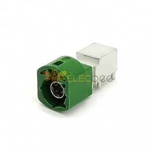 HSD 4 Pin E Coding Right Angle Vehicle Connector Male Green TV Car Signal Panel Mount