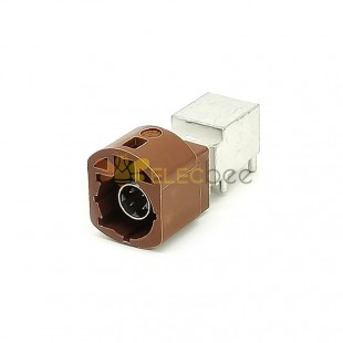 HSD 4 Pin F Coding Right Angle Vehicle Connector Male Brown TV Signal Panel Mount