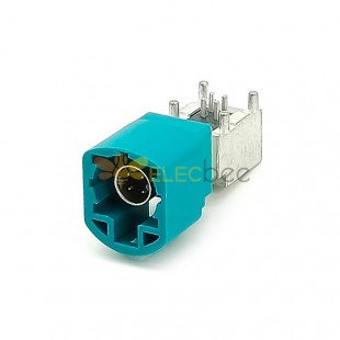 HSD 4 Pin Z Coding Right Angle Vehicle Connector Male Water Blue GPS Signal Panel Mount