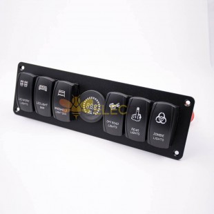電圧計付きスイッチパネル6ポジションカラースクリーンカー多機能コンビネーションパネル