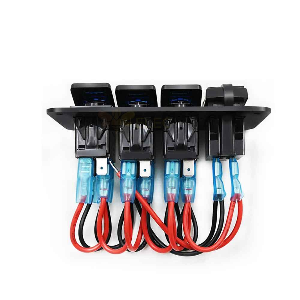 DC12V 24V blaues Licht Wippschalter Panel für Auto Bus Marine Power Control QC+PD Dual USB Ports