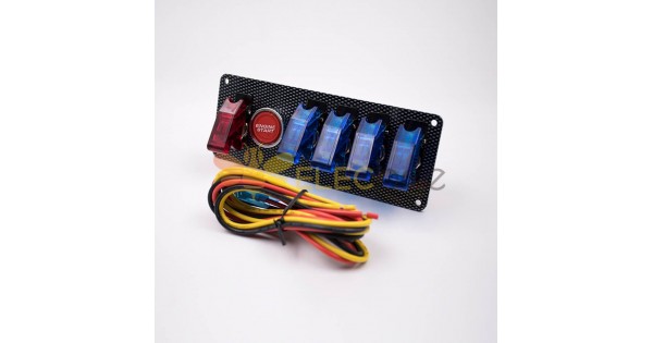 12V Universal Car One-key Start Button Modified Racing LED Light Rocker  Switch Panel (Blue)
