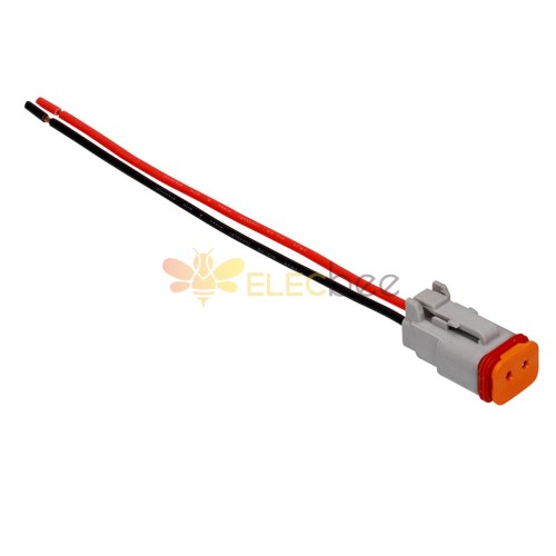 Conector hembra de 2 pines a prueba de agua para automóvil con cable de 1,25 mm2, sellado eléctrico automotriz, 14CM, DT06-2S