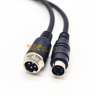 Aviation Electrical Cable GX12 to Mini Din Male Adapter 4 Pin Male to Male Cable Cordset 1M